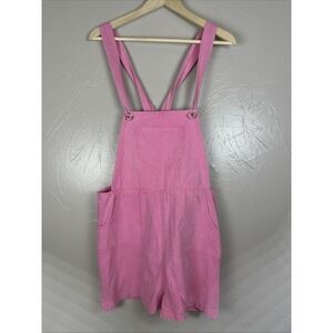 Merci Pink Cotton Medium M  Linen Blend Jumper Overalls Pink Jumpsuit